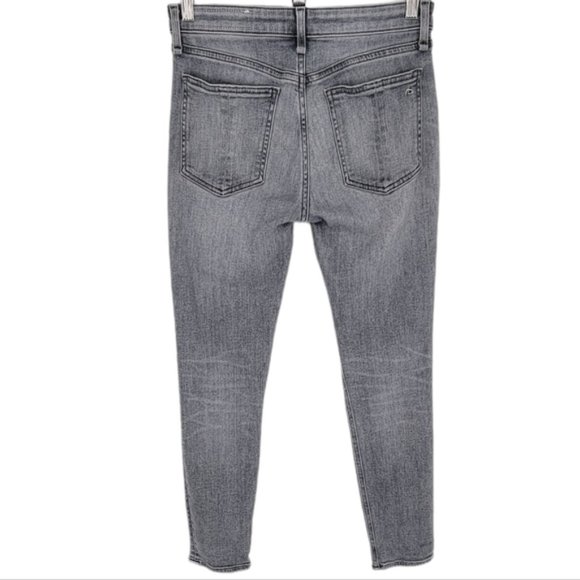 Rag & Bone Cate Mid-Rise Ankle Skinny Jean Light Grey Distressed 25 - Picture 4 of 13